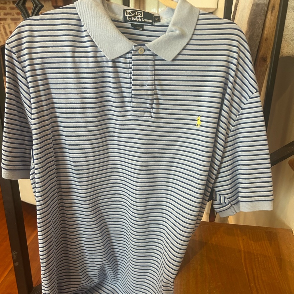Ralph Lauren Blue Polo Shirt Classic Stripes